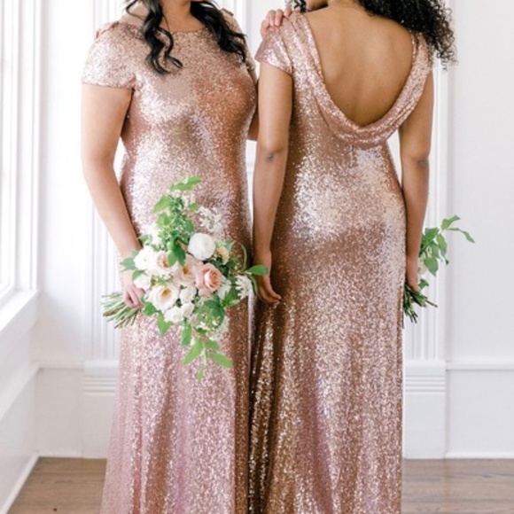 Revelry Dresses & Skirts - Revelry Rose Gold Sequin Bridesmaid Dress